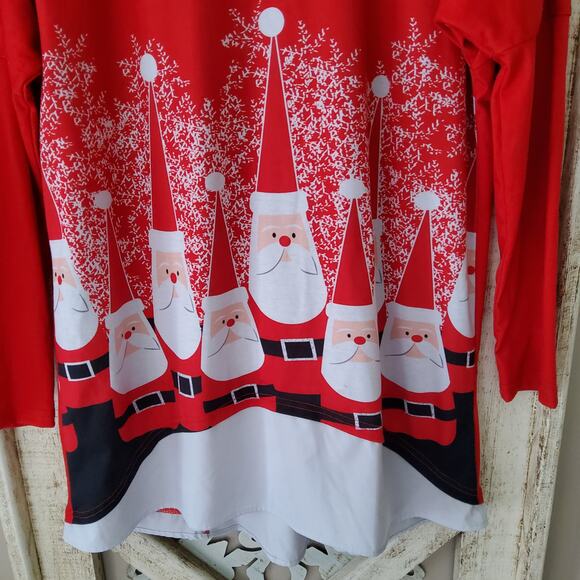 Women's Long Sleeve Layered Christmas Santa Clause Gnome Tunic Top T-Shirt Red - Picture 8 of 9